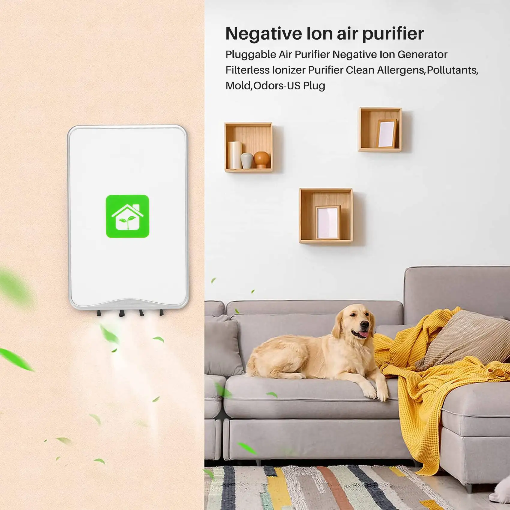 A76G-Pluggable Air Purifier Negative Generator Filterless Ionizer Purifier Clean Allergens,Pollutants,Mold,Odors