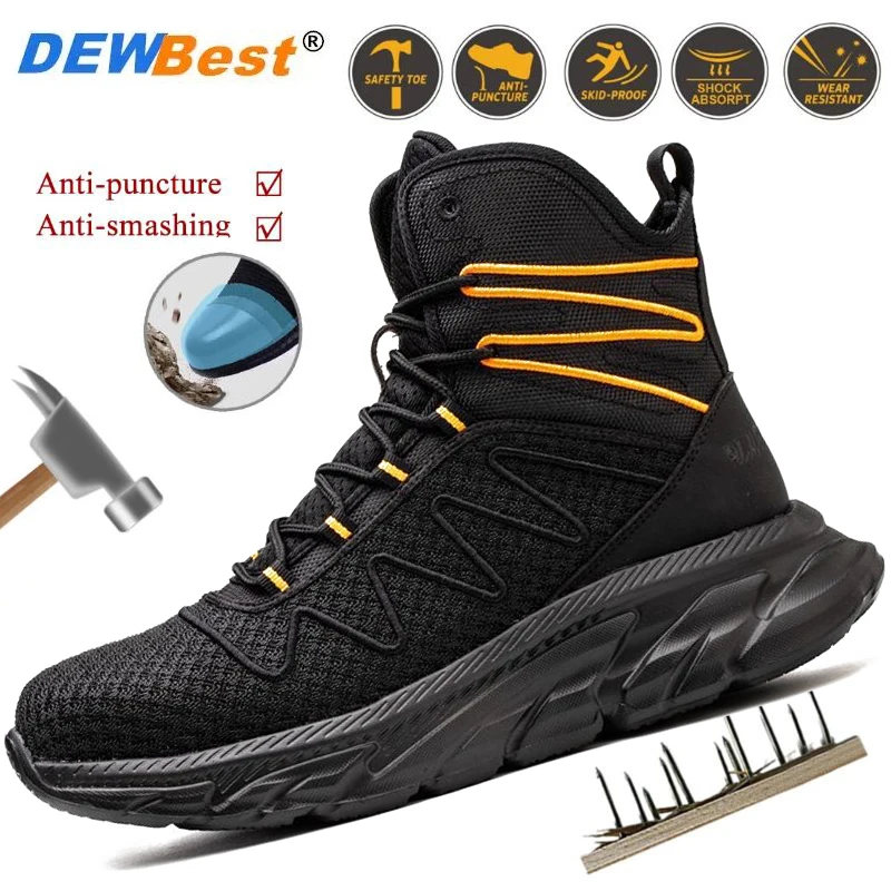 

Four seasons models fashion high-top men's anti-smash steel head safety shoes anti-puncture safety work protection shoes