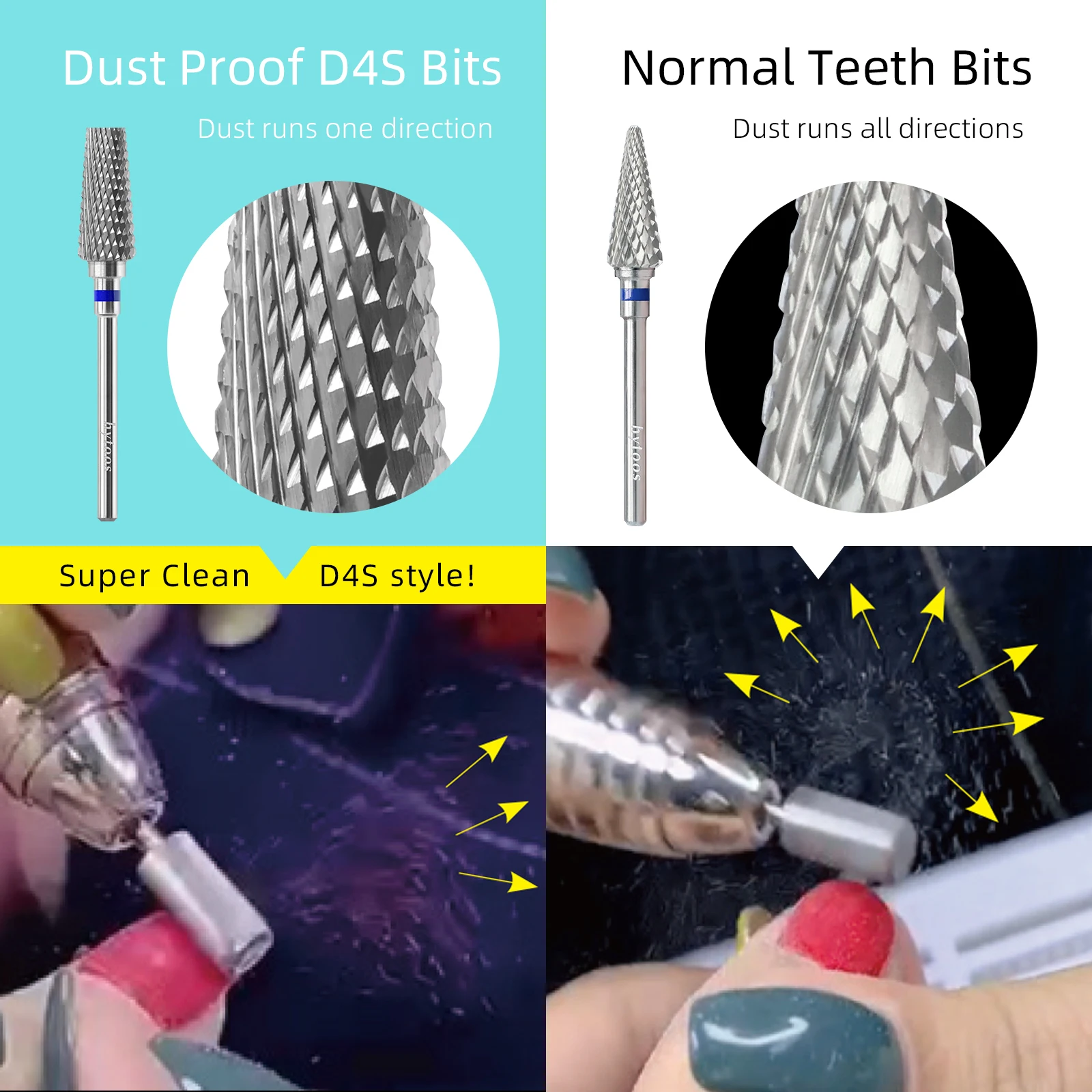 شقة أعلى كبير مدبب برميل مسمار لقمة ثقب 3/32 الغبار برهان كربيد مسمار بت مانيكير هلام البولندية الاكريليك أداة إزالة الصواميل #6