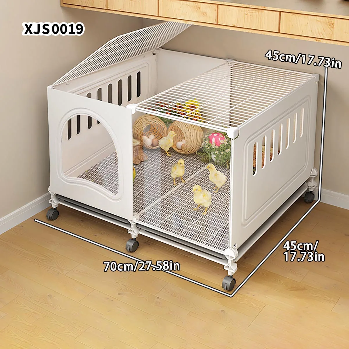 Large chicken coop with toilet tray for home use, suitable for indoor and outdoor, rat-proof, visible to quail and other small birds, breeding cage for ducks and geese
