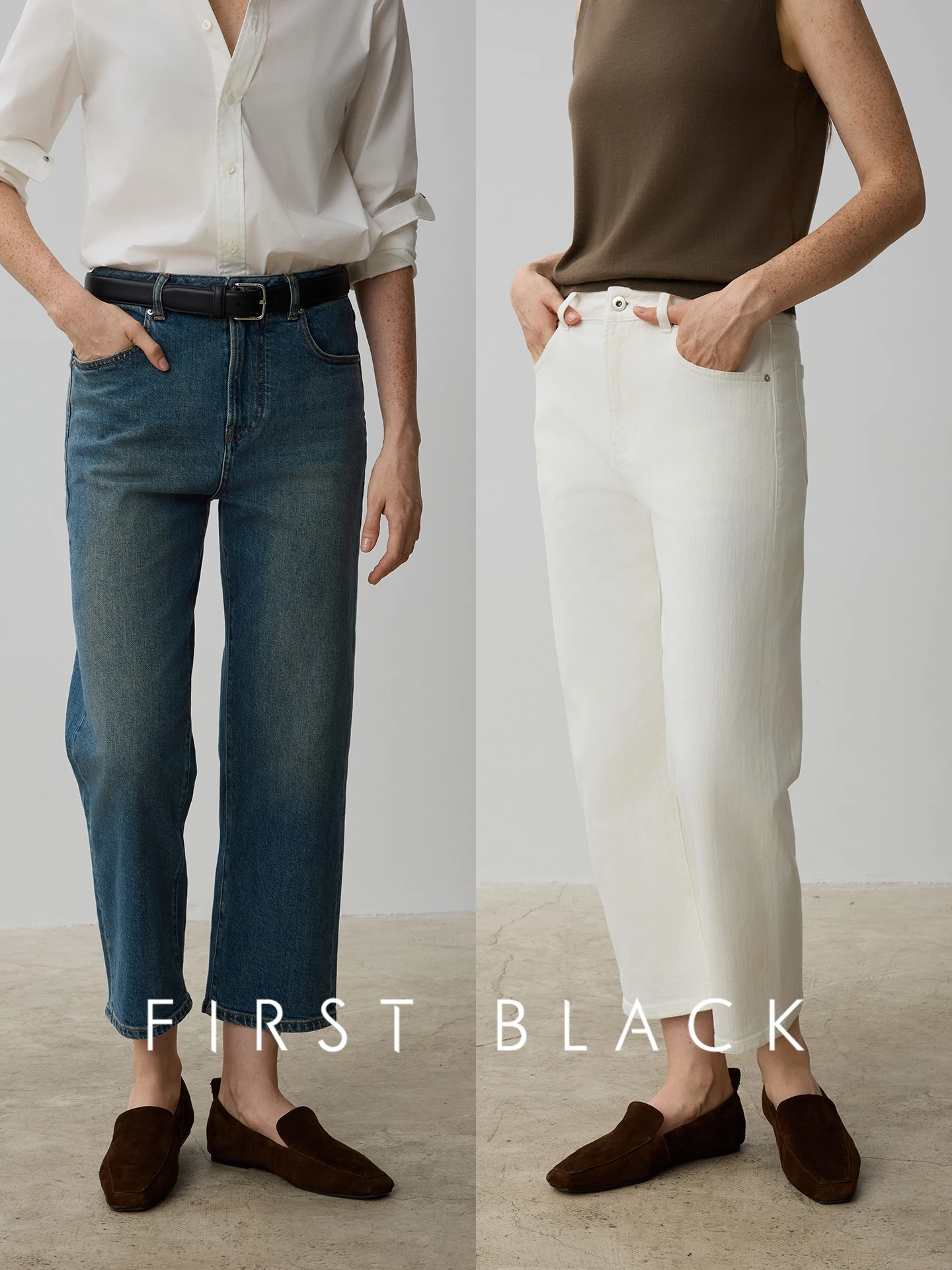 

First Bla, повседневные свободные винтажные джинсы с завязками, прямые брюки с девятью точками, универсальные хлопковые женские джинсы, осень 2025 г.