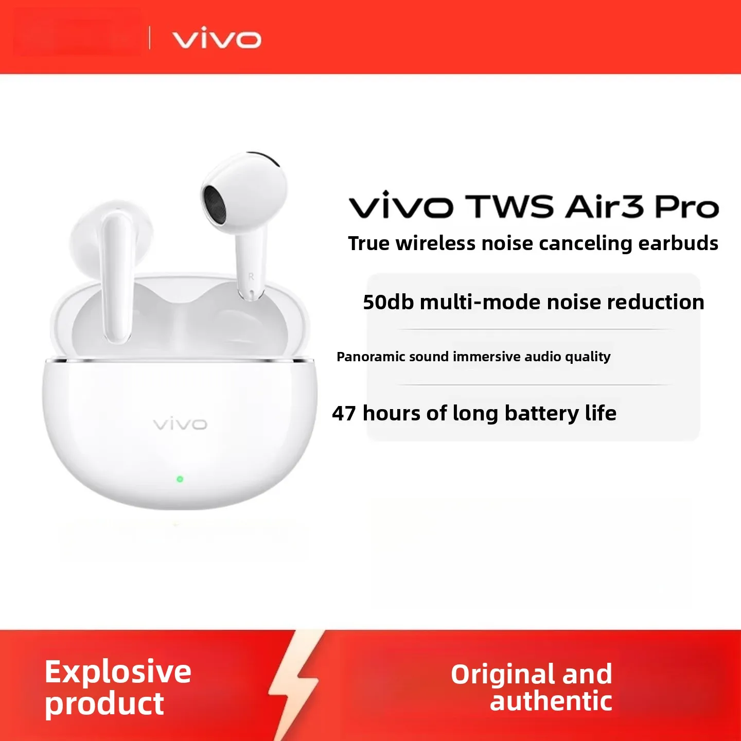 

Vivo TWS Air3 Pro Half in-Ear Noise Cancelling Bluetooth Headset Android Apple Compatible Wireless Headphones Bluetooth Earbuds