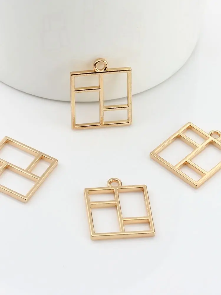 Zinc Alloy Charms Pendant  Hollow Square UV Resin Charms Charms Pendants 5pcs For DIY Jewelry Making Finding Accessories