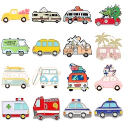 Cartoon Cute Vehicle Car Enamel Pins Travel Bus Holiday Landscape Love Gift Car Alloy Brooch Badge Sweet Woman Jewelry Gift