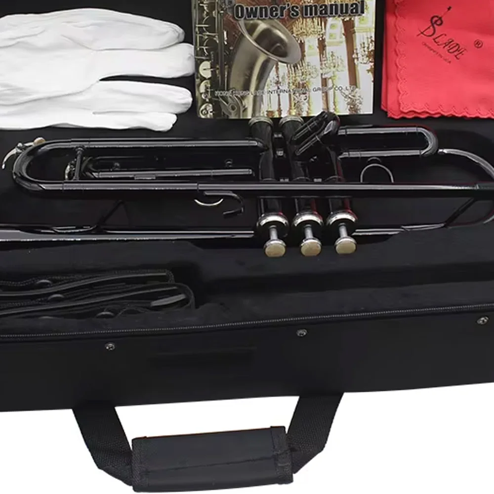 Trumpeter Slade Black Trumpet Brass Standard Bb Trumpet Set for Student