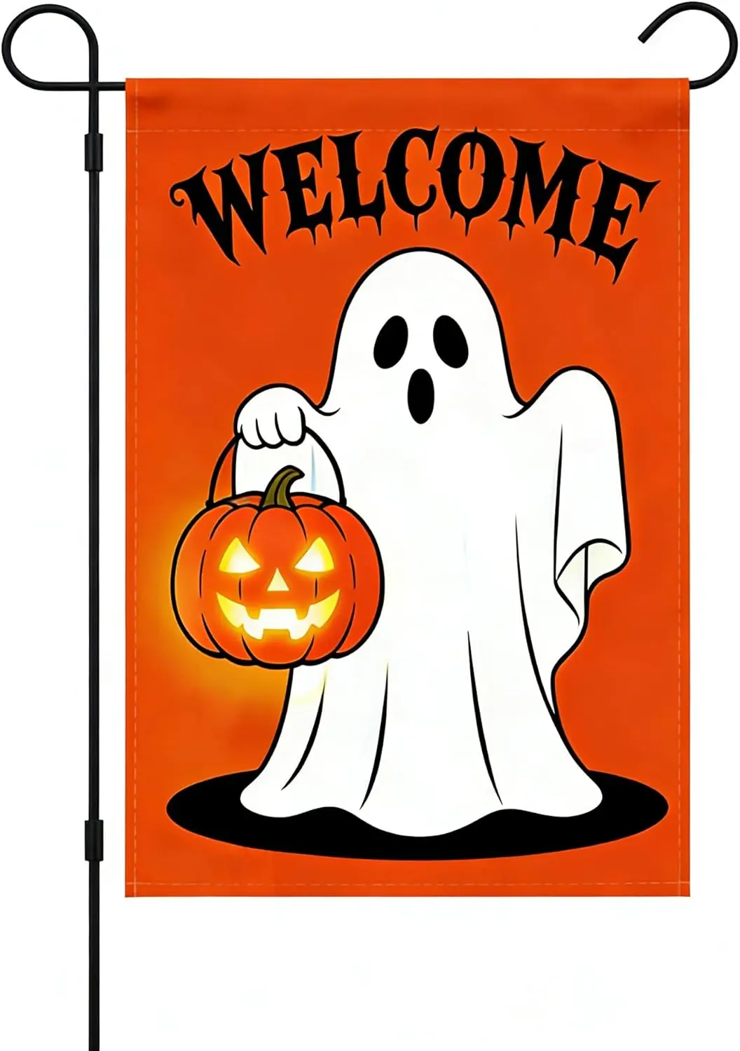 Halloween Garden Flag 12x18 Inch Double Sided Ghost Pumpkin Welcome Halloween Flags for Outside Yard Decorations Outdoor Fal AAM
