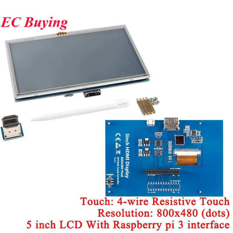 HDMI capacitief resistief touchscreen LCD-scherm 3,5 "4" 5 "7" 10,1 "inch 1024*600 800*480 voor Raspberry Pi win7/win8/win10