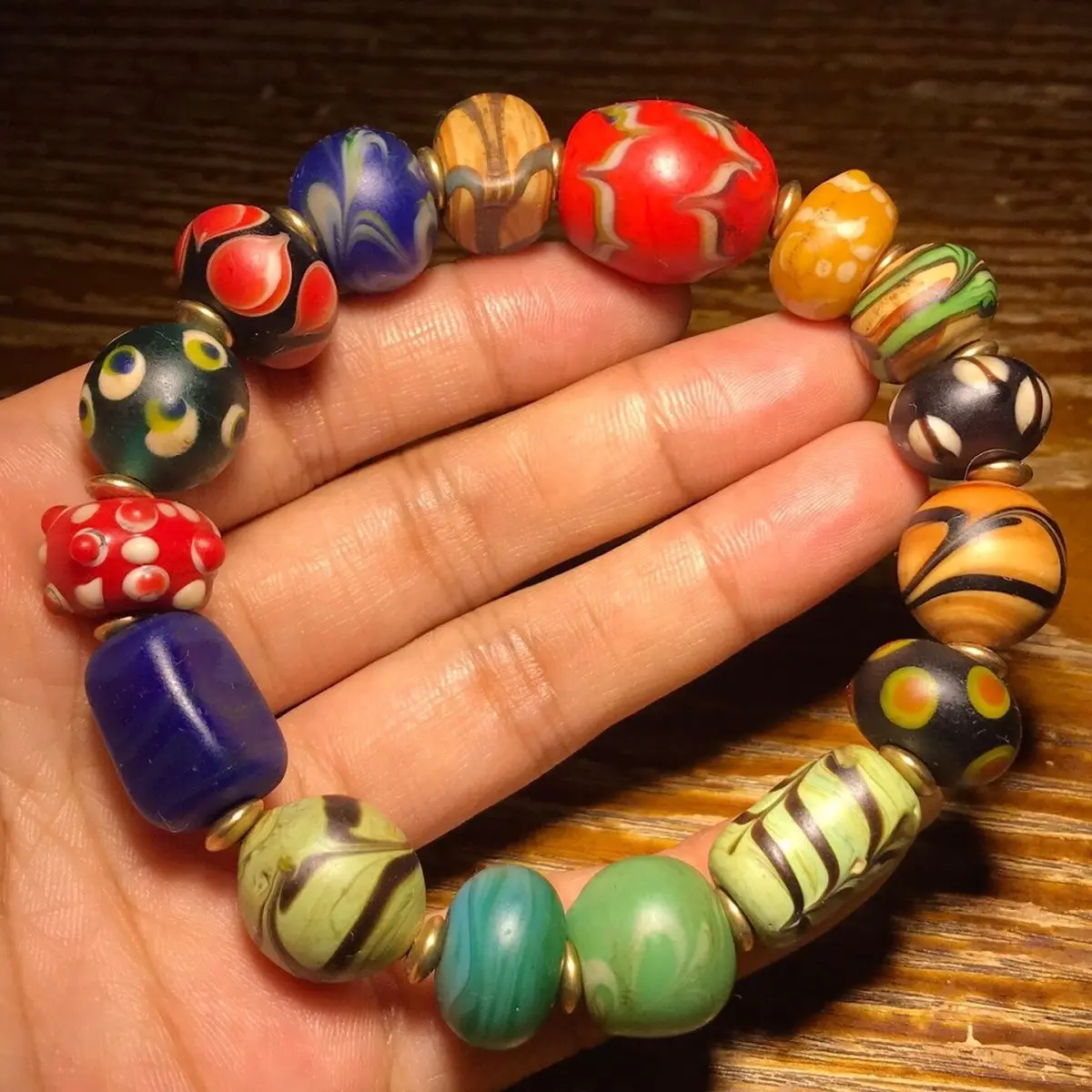 Wrapped pulp full weathered Zangbala old glazed Duobao bracelet size 15 to 20mm