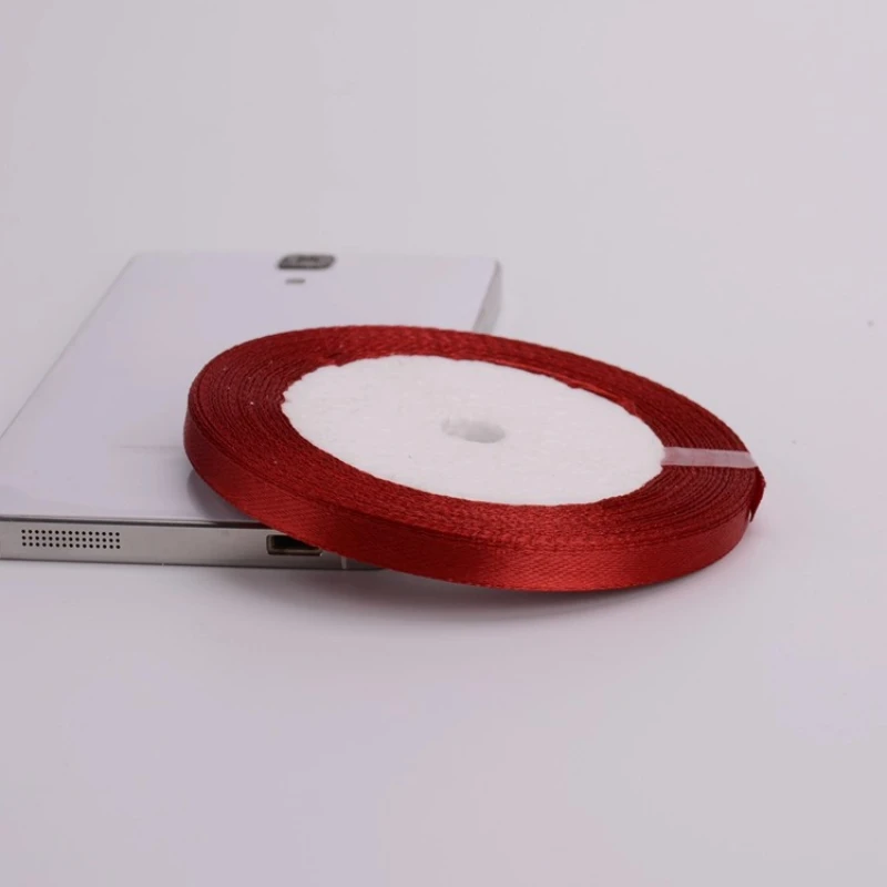 (25 Yards/roll) 6mm~75mm Wine Red Single Face Satin Ribbon Gift Wrapping Christmas Party Apparel Sewing Fabric Gift Ribbon