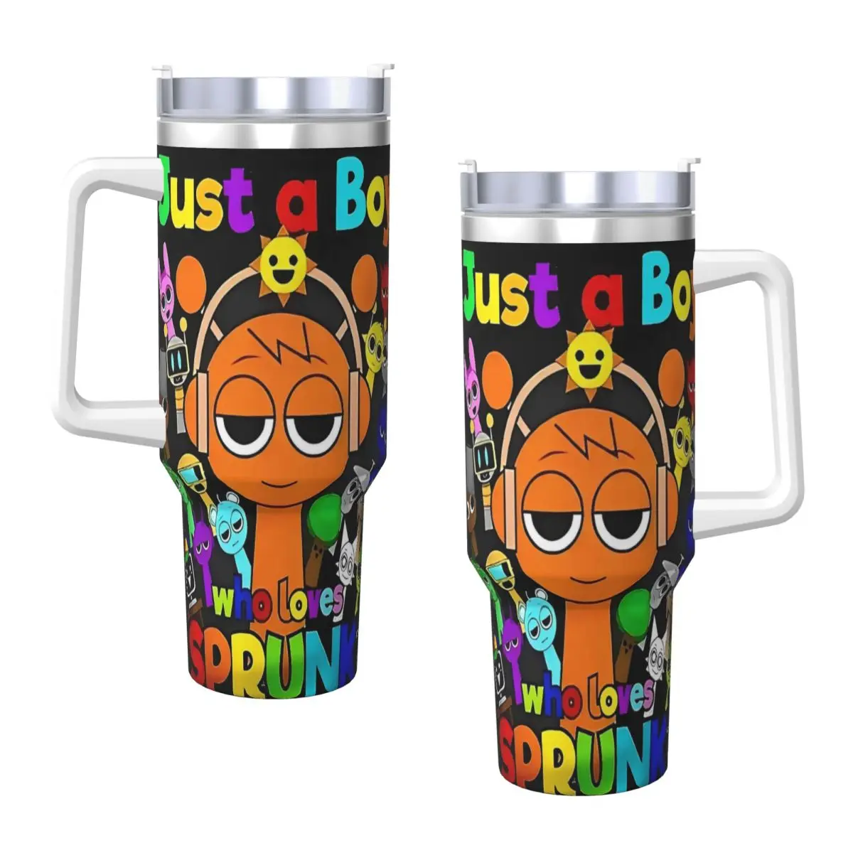 

Anime Sprunki Incredibox Game Car Mugs With Straws Camping Cold Drink Water Bottle Portable 40oz Thermal Mug