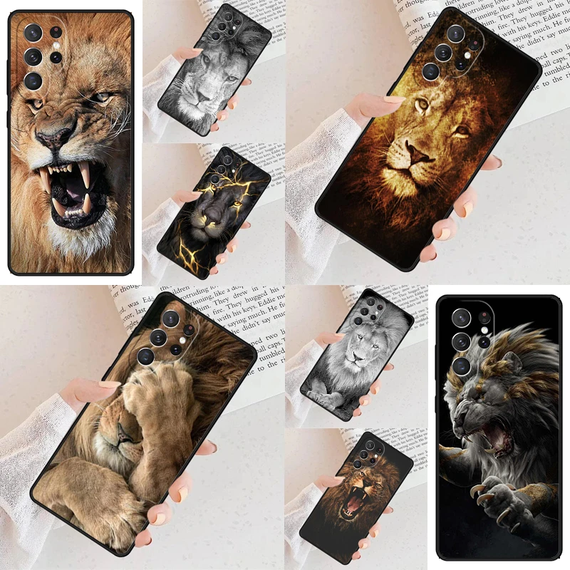 Lion Alpha Male Cub Phone Case For Samsung Galaxy S24 S23 S22 S21 Ultra S10 Note 10 Pro S20 Plus FE S9 S8 Cover