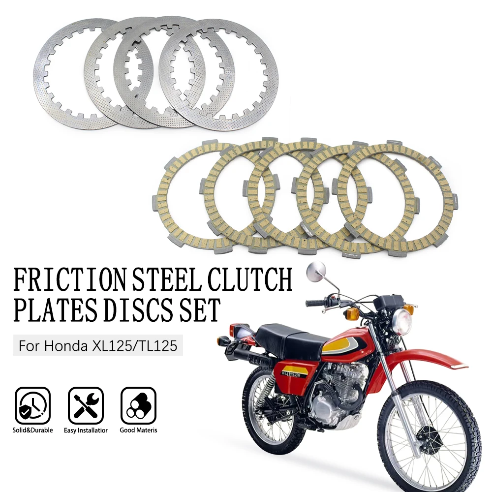 

Motorcycle Part Clutch Plates Steel Friction Disc Kit For Honda CM125 CT125A CT125 TL125 NX125 XL125 XL125S XLR125 XR125L CD185