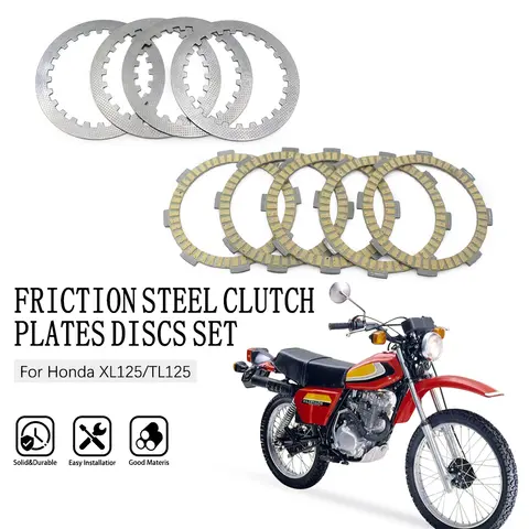 Motorcycle Part Clutch Plates Steel Friction Disc Kit For Honda CM125 CT125A CT125 TL125 NX125 XL125 XL125S XLR125 XR125L CD185