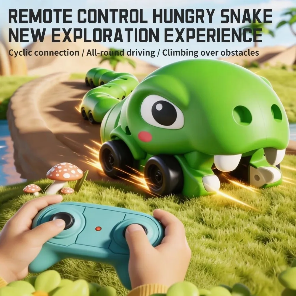 Remote Controlled Magnetic Eating Snake Car Rechargeable Two Player Battle RC Snake Segmented Body Greedy Bean