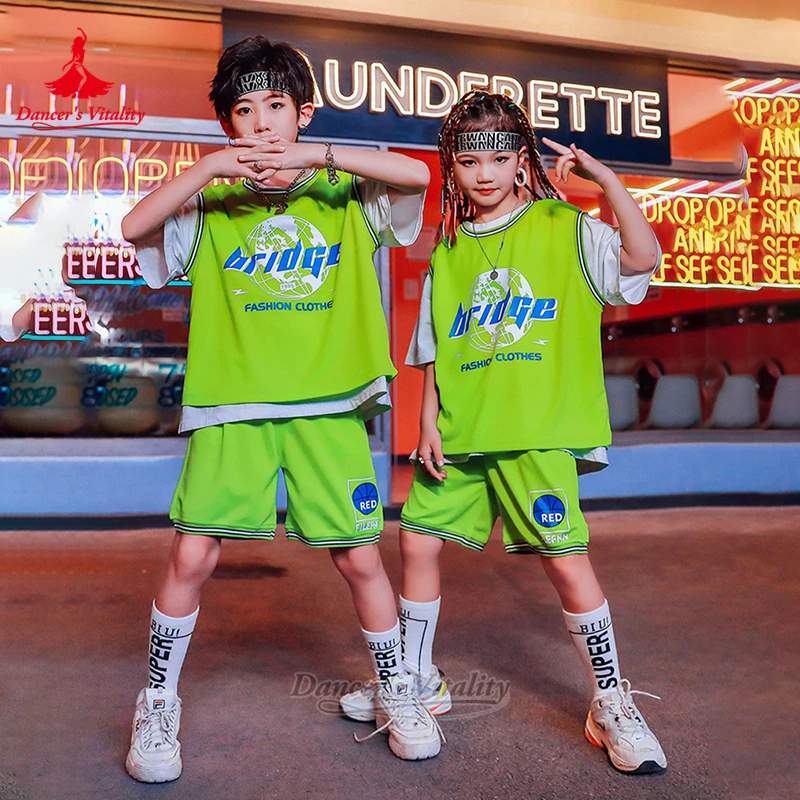 Teenagers Hip-Hop Breaking Swag Tranning Costume Sets Dancer's Vitality Child Cheering Squad Practise and Performance Clothing