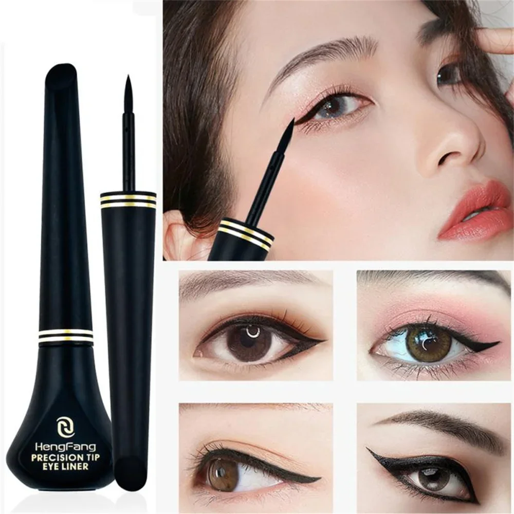 Delineador líquido impermeável duradouro preto, lápis de delineador não-manchas, maquiagem dos olhos, cosméticos lisos naturais, 1pc