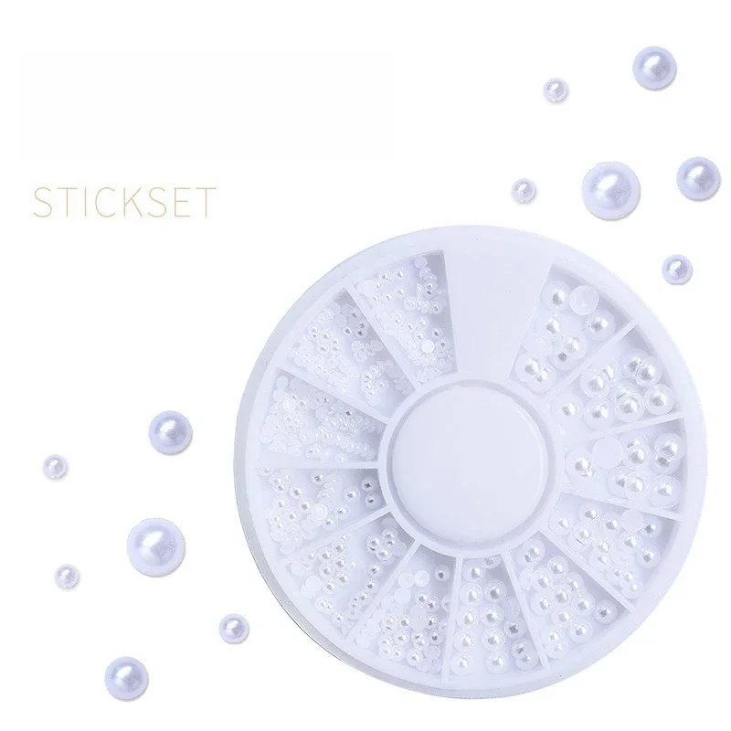 1Pc White Half Round Flatback Pearls Nail Decorations Japanese Style Ornaments For UV Gel Polish DIY Manicure Nail Art Accessori