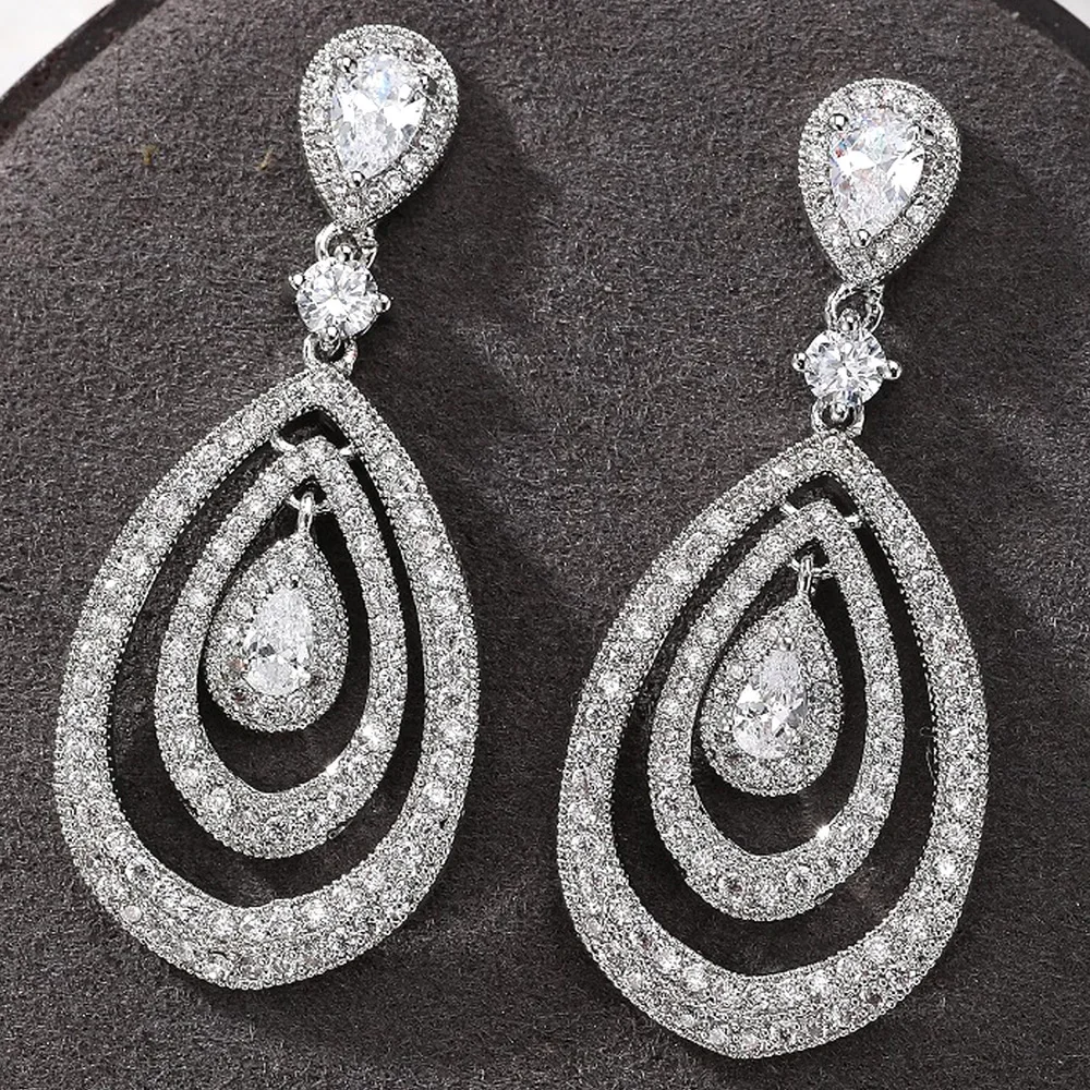 

Kellybola Luxury Cute Waterdrop Earrings Trendy Cubic Zircon Indian Earrings For Women Wedding Engagement Party JEWELRY GIFT