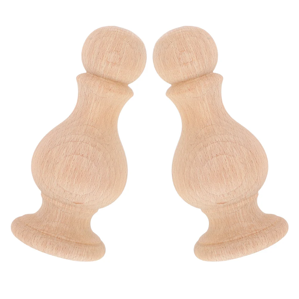 

2pcs Wooden Staircase Finials Hand Carved Solid Rome Round Ball Decorative Post Toppers For Balusters Fences Gates Wood Finial