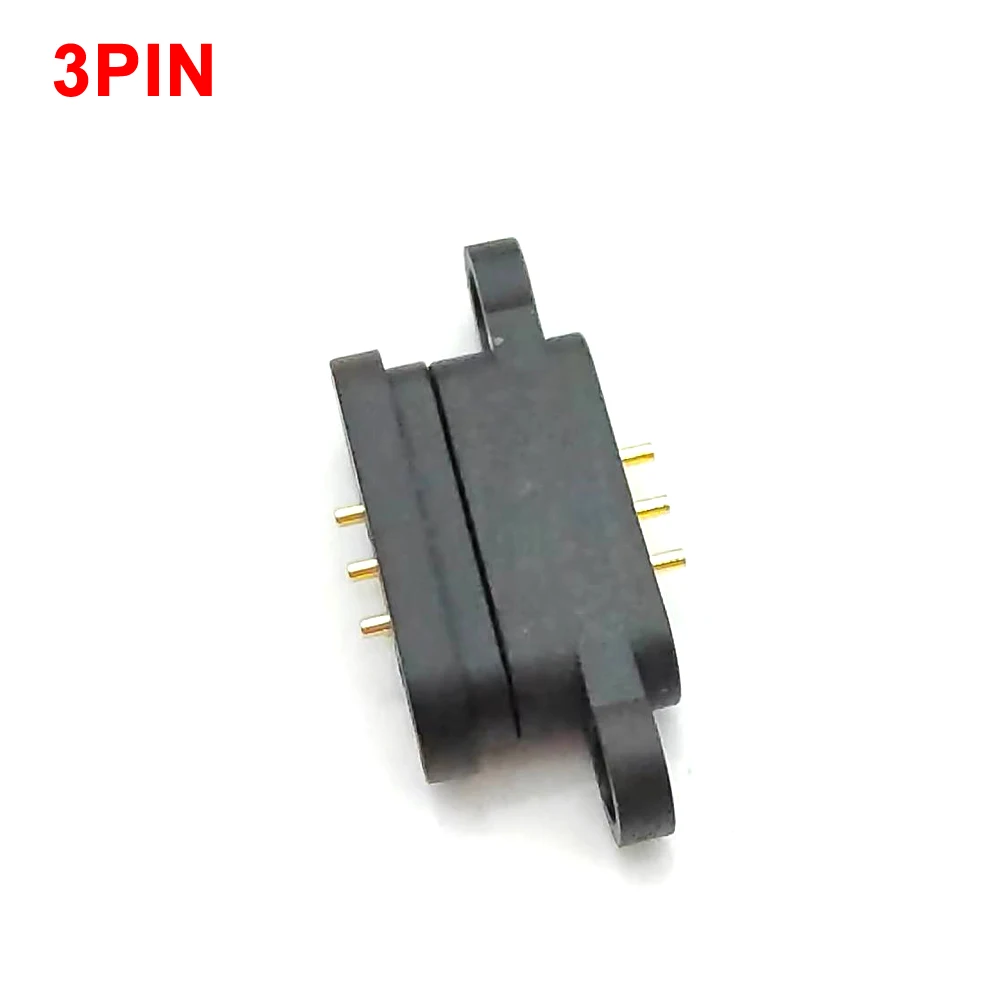 1Pairs Spring Loaded Magnetic Pogo Pin Connector 3 Positions Magnets Pitch 2.3 MM 3PThrough Holes PCB Solder Male Female Probe