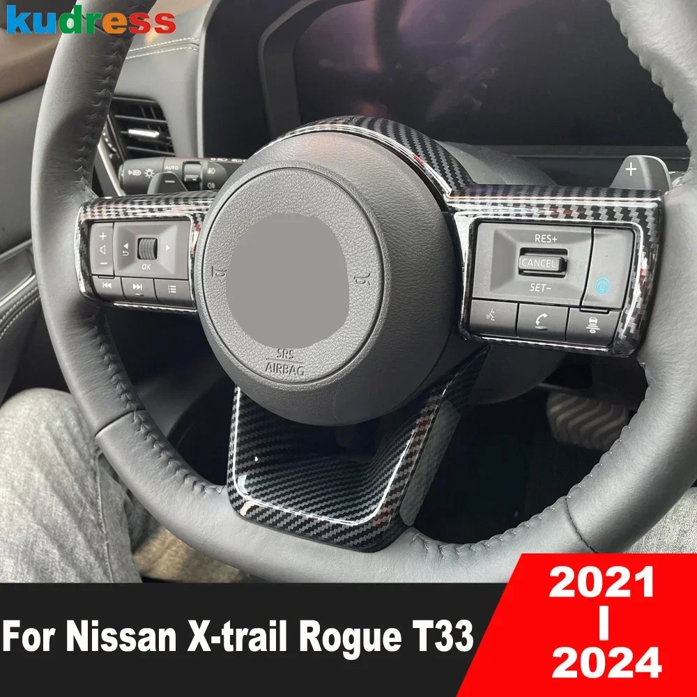 

Накладка на панель рулевого колеса автомобиля для Nissan X-trail Rogue T33 2021 2022 2023 2024, аксессуары для внутренних молдингов из углеродного волокна