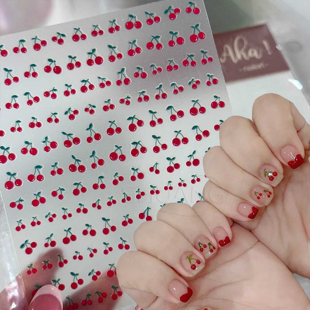 

1Pcs Red Cherry Nail Art Sticker 3D Summer Sweet Fruits Adhesive Nail Patch Peach,Cherry,Strawberry,Orange Nail Sticker Decals#@