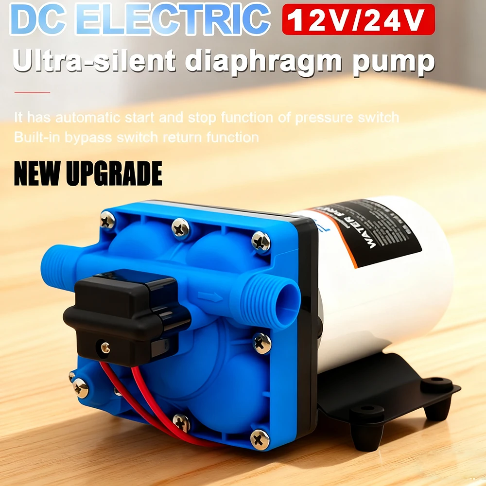 

12V/24V DC Electric Diaphragm Water Pump Sprayer 4.0 GPM/5.5 GPM Portable Self-Priming Pressure Pump for Car Washing Irrigation