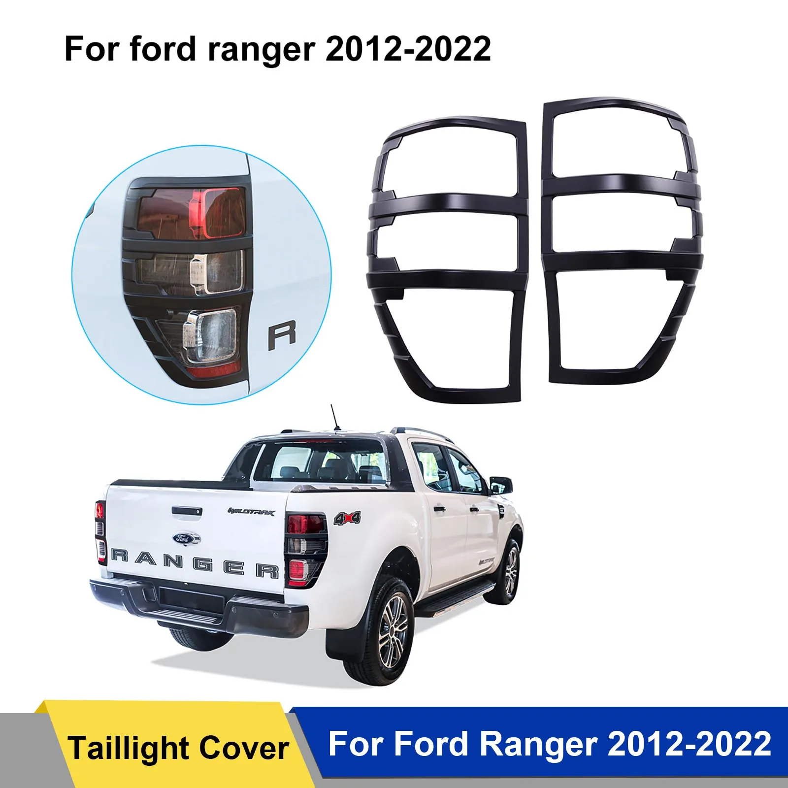 Black Matte Tail Lights Cover Surrounds Trim For Ford Ranger WILDTRAK 2012-2022 T6 T7 T8 XTL XL XLS Car Styling Accessories