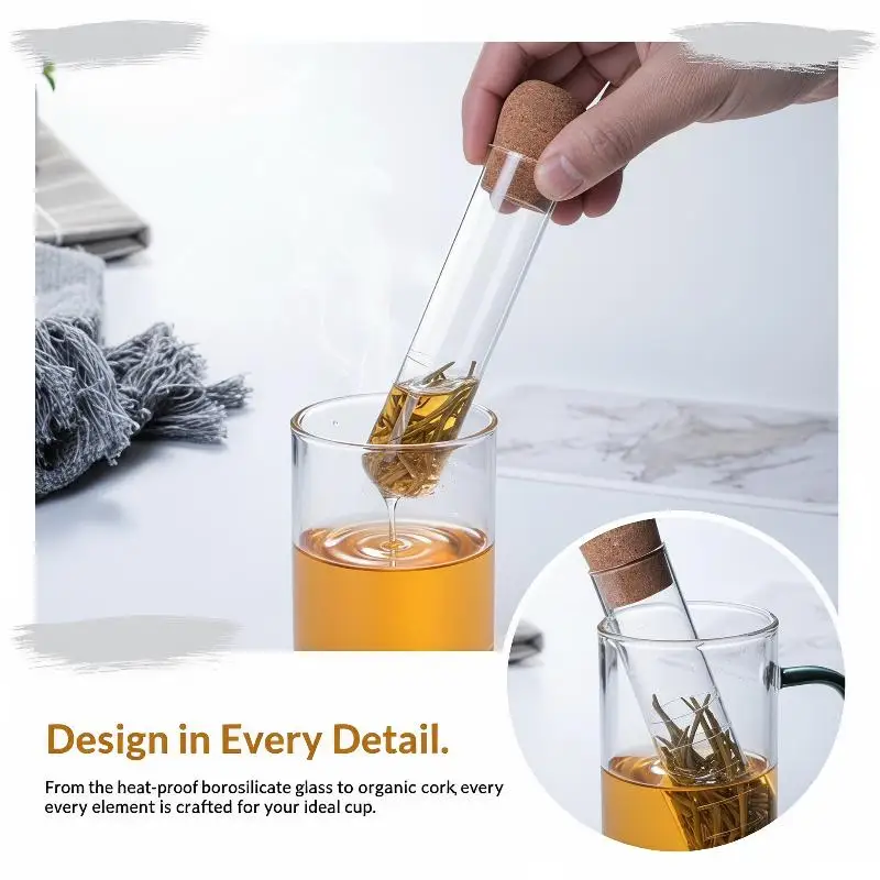 Portable Food Grade Glass Tea Infuser Tea Filter Sieve Non Toxic for Business Trip Loose Leaf Spice Tea Making