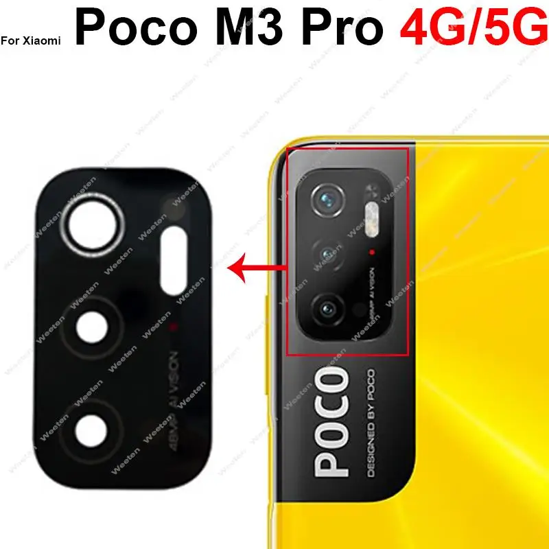 Back Camera Glass Lens For Xiaomi Pocophone Poco M4 M3 Pro 5G F1 F2 F3 F4 X2 X4 X3 NFC GT C3 Main Rear Camera Lens Sticker Parts