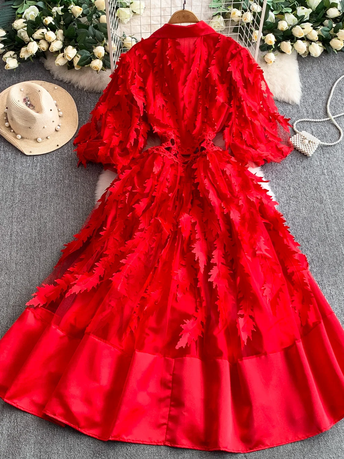 تنورة Ele Lace Sve Dr للسيدات بخصر عالٍ على شكل حرف a مطرزة ثقيلة على شكل شجرة كرمة فانوس Sve Dr Sophistied Sle