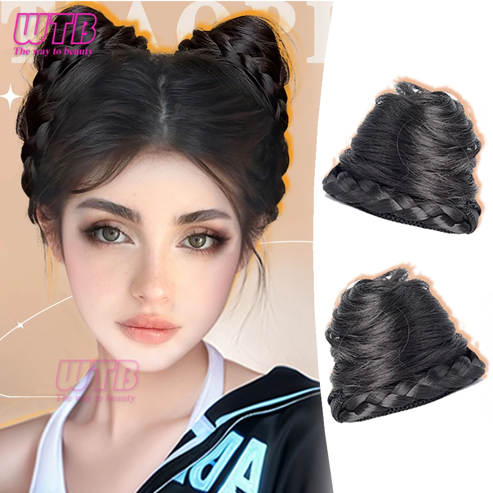 

WTB Synthetic Cat Ear Wig Bag Wig Women's Bun To Increase Hair Volume Fluffy Croissant Clip-on Newly Upgraded Ball Head