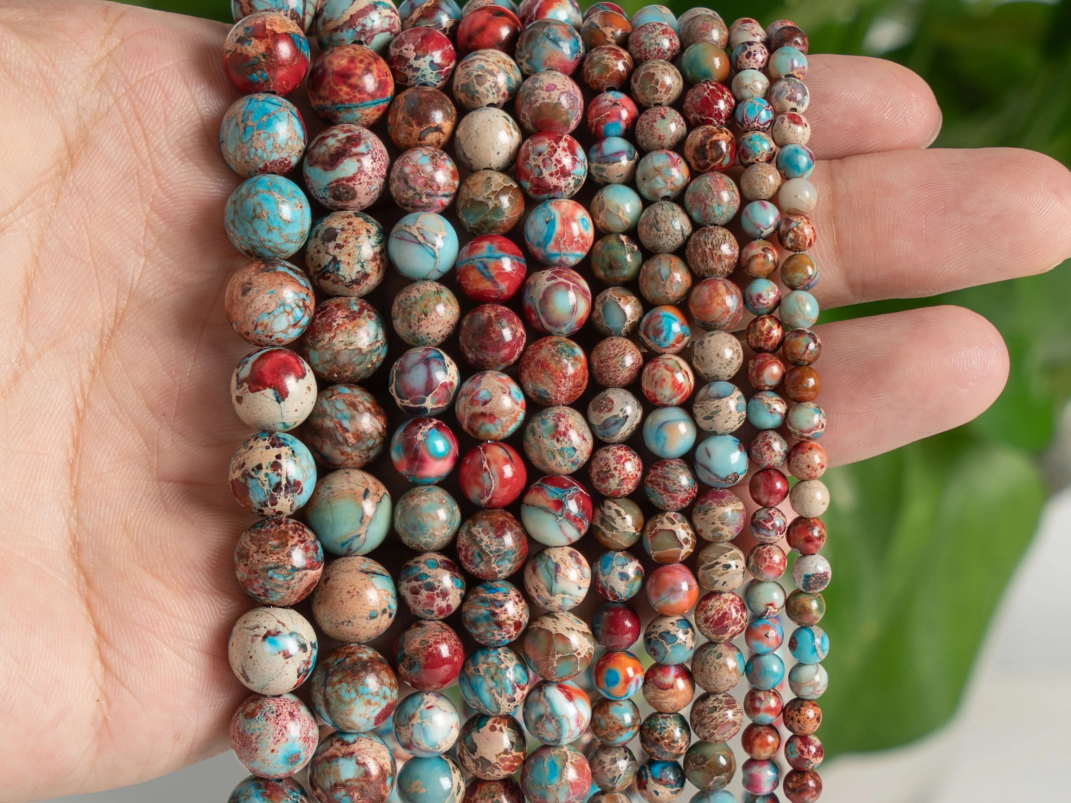 Red Light Blue Sea Sediment Imperial Jasper Grade AAA  Loose Beads Round Size Options 4/6/8/10mm for Jewelry Making
