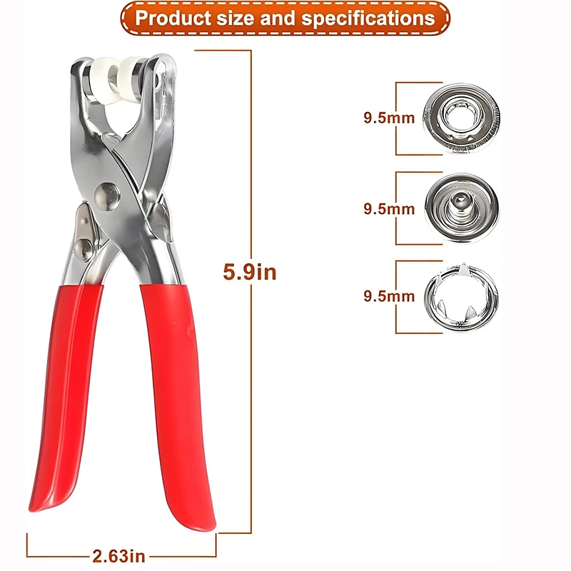 Druckknopf-Set mit Handdruckzange, 50 Stück Druckknöpfe, Metall-Druckknöpfe zum Nähen, Nietknöpfe für DIY-Bastelarbeiten, Kleidung, Hüte, Werkzeugset – Detail 3