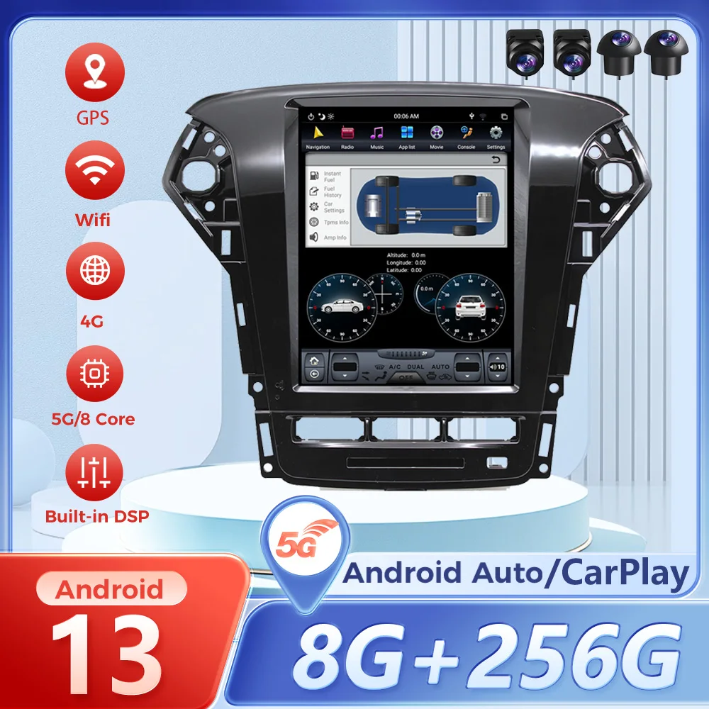 

Qualcomm Android 13 Multimedia Carplay Radio For Ford Mondeo MK4 2011 2012 2013 GPS Navigation Radio Receiver Upgrade Head Unit