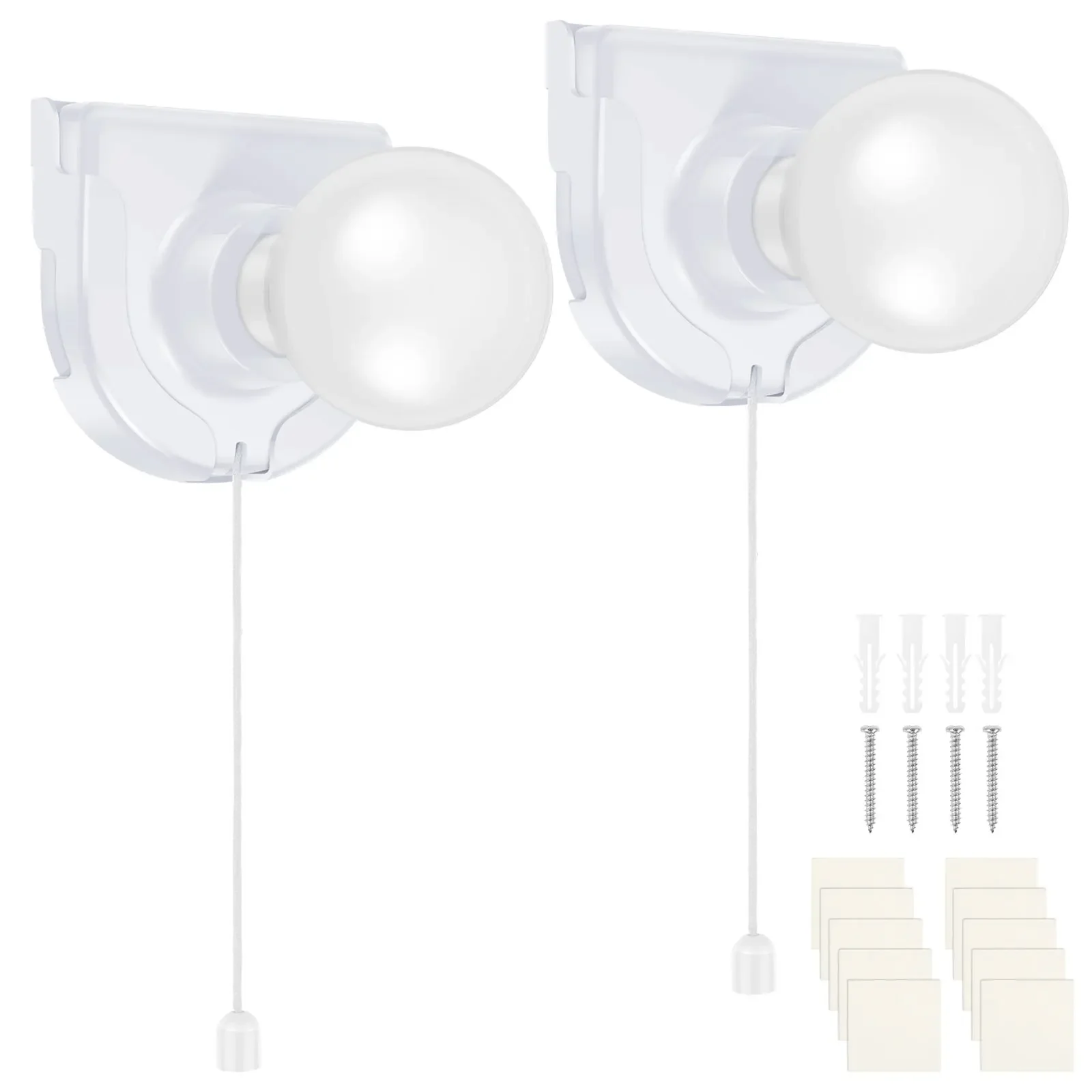 

2 шт. беспроводные светодиодные лампы на батарейках для шкафа, самоклеящиеся настенные светильники с застежкой-молнией