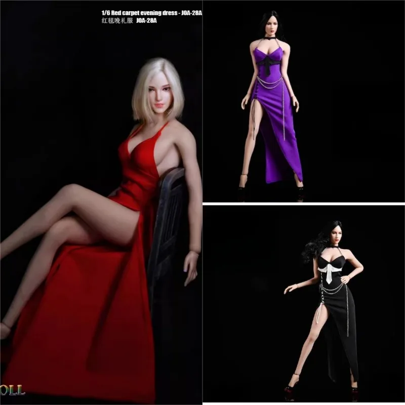 

In Stock 1/6 Party Evening Dress Backless High Fork Three Colors Clothes Model for 12" Female Soldier Figure Outfit PH TBL Doll