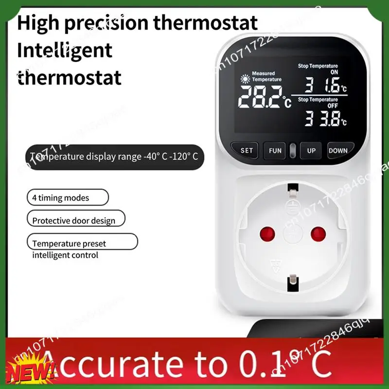 A48I 1 Piece Digital Temperature Controller Switch Plug With Sensor For Home, Greenhouse Aquaculture EU Plug