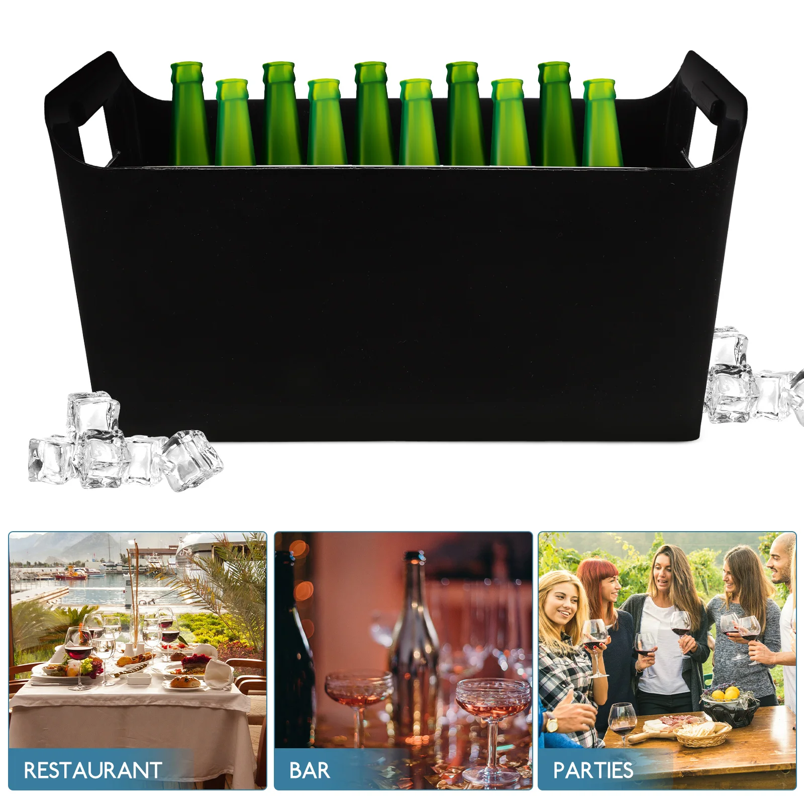 

Bar Supply Ice Cube Bucket Heavy Duty Plastic Beverage Tub for Cold Drinks Wine Beer Cocktail Party Iced Bucket Container