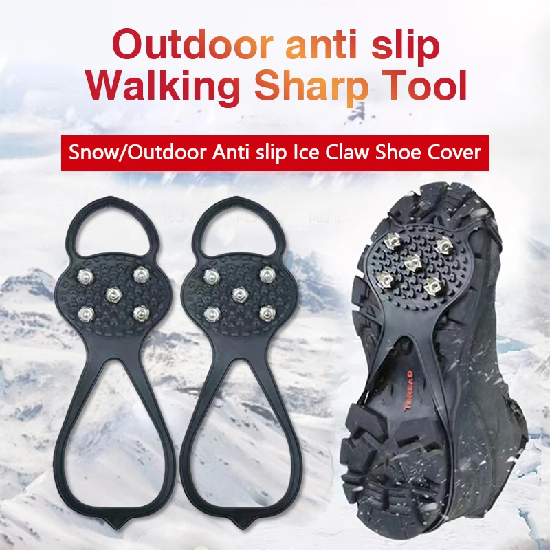 5/8/10 Studs Anti-Skid Ice Snow Gripper Spike Winter Climbing Shoes Anti-Slip Ice Grips for Shoes Boots Snow Cleats Crampones