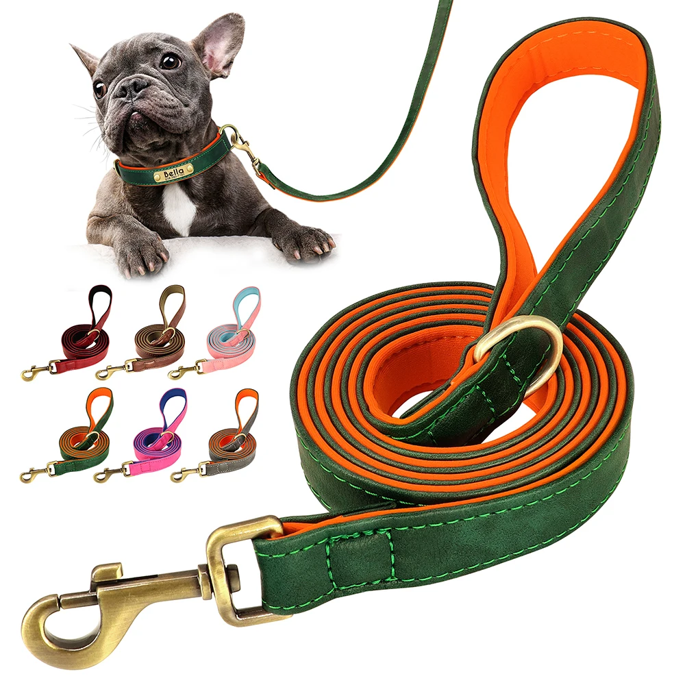 150cm Long Soft PU Leather Padded Dog Leash, Comfortable Pet Walking Training Lead with Handle, Rope for Small Medium Large Dogs