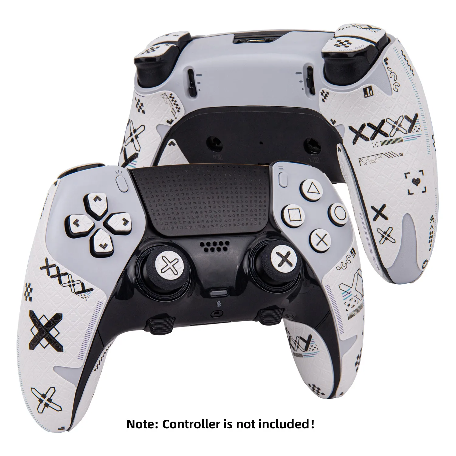 

FINALORD Controller Anti Skid Grip Tapes Compatible With Playstation 5 DualSense Edge Handle,Buttons,Trigger(Cross print-White)