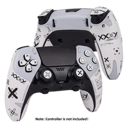 FINALORD Controller Anti Skid Grip Tapes Compatible With Playstation 5 DualSense Edge Handle,Buttons,Trigger(Cross print-White)