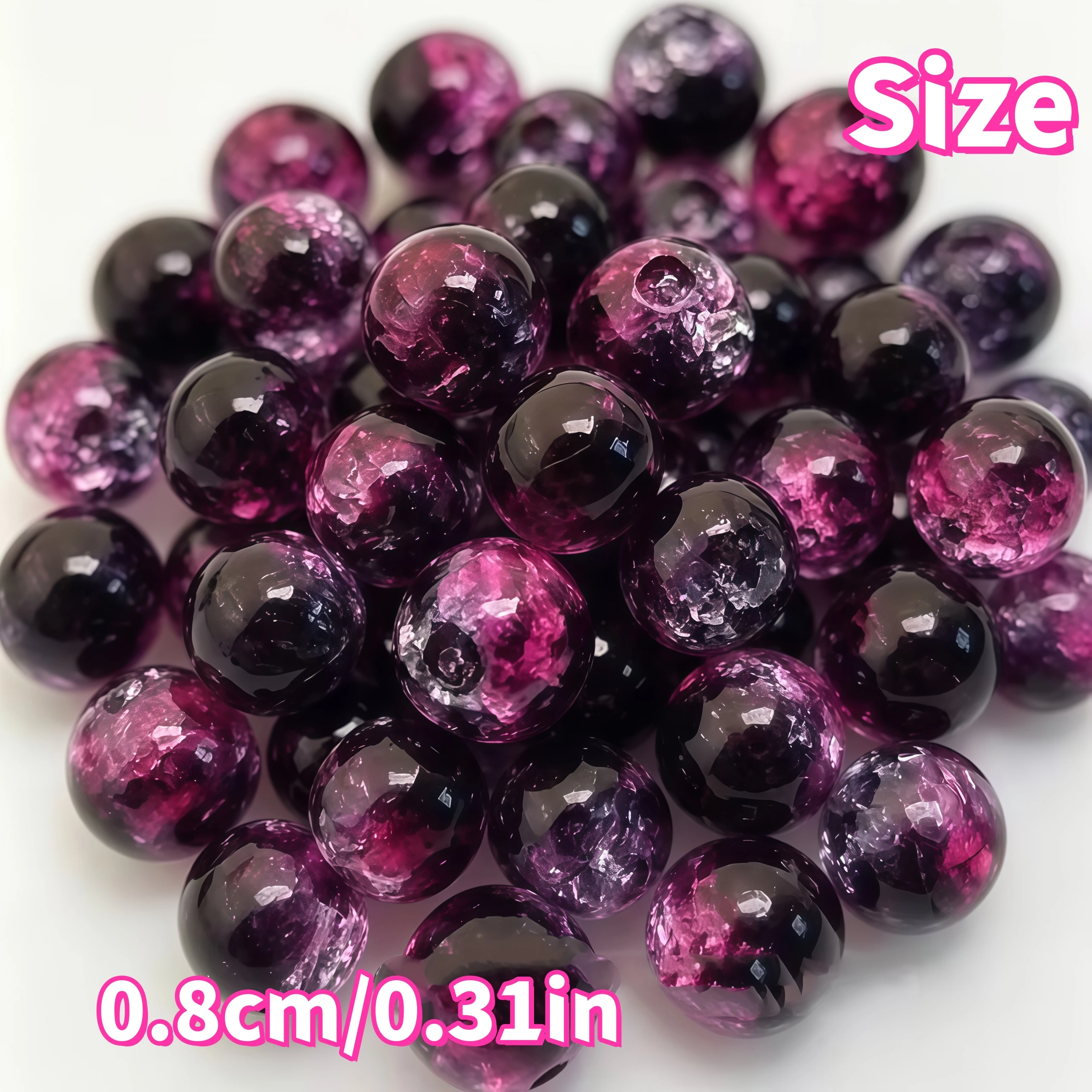 8mm Black, Rose Red Dual Tone Gradient, Cracked Beads, Acrylic Beads, DIY Jewelry, Ornaments, Pendants, Decorative Beads, Holida image 4