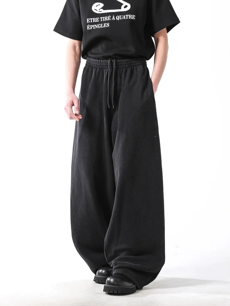 

Waed Casual Bla Men's Sweatpants Loose Straight Leg Comfortable Leisure Trousers Retro American Sle Embroidered Pants