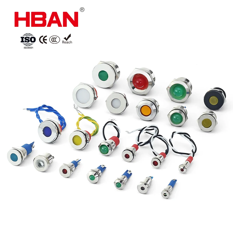 HBAN Stainless Steel Indicator Signal Light IP65 Waterproof LED Multi-Color Panel Mount Signal Lamp for Industrial Equipment