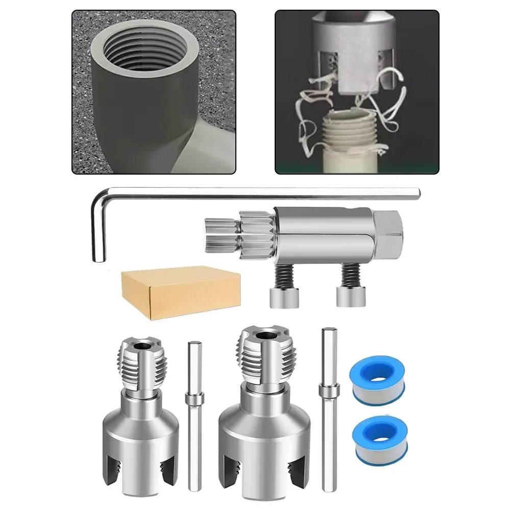 

1/2 3/4 Inch Pipe Internal External Thread Machining Tool Kit With Extractor For PVC Plastic Pipe Thread Tap Hand Electric Drill