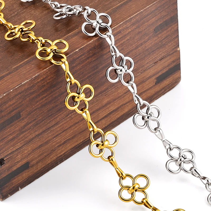 Gold Chain Stainless Steel Four Leaf Clover Link Chain for DIY Necklace Bracelet Jewelry Making Findings Handcraft Supplies
