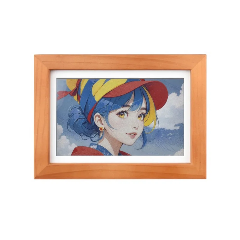 7.3inch E6 Full Color E-Paper With Solid Wood Photo Frame for Raspberry Pi Zero, Ultra-long Standby 800 * 480 Resolution