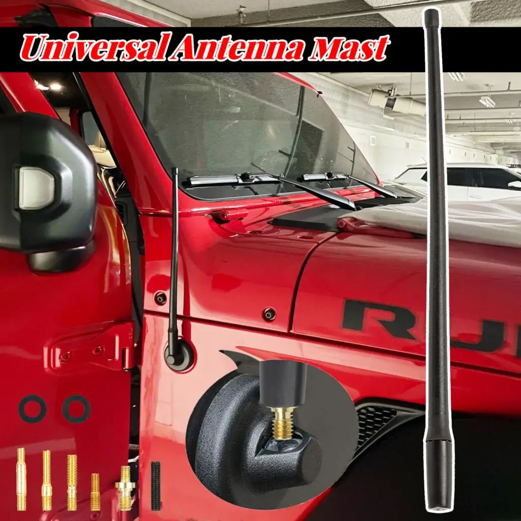 

13in Antenna Aerial For Jeep Wrangler JK JKU JL JLU Rubicon Sahara Gladiator Reception Mast Adapter Car Accessories 2007 - 2021